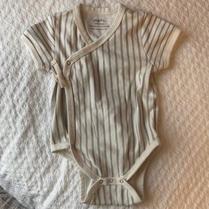 Pehr Neutral Stripe Kimono One-Piece Bodysuit in Ivory